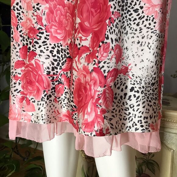 Vintage 100% Silk Rose Animal Print Spring Summer Skirt Sz 6 - Picture 7 of 10